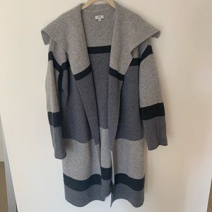 Vince Gray Colorblock Cashmere Wool Car Coat